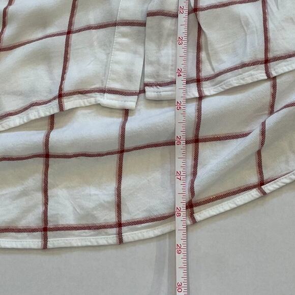LOFT Lightweight Pink, White Check Button Down Collared High Low Shirt, M - Picture 14 of 14